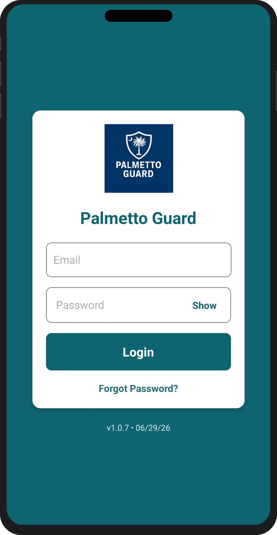 Login screen
