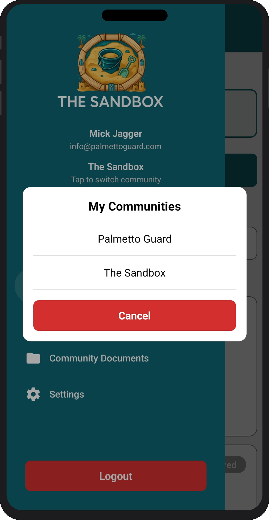 My Communities — community switcher sheet