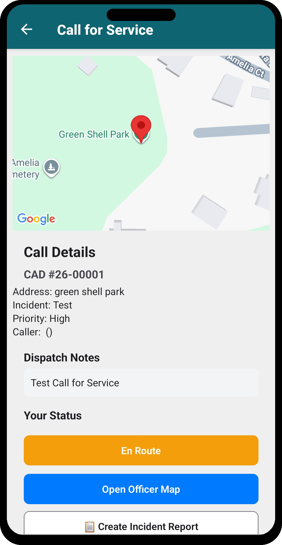 Call for Service — En Route status