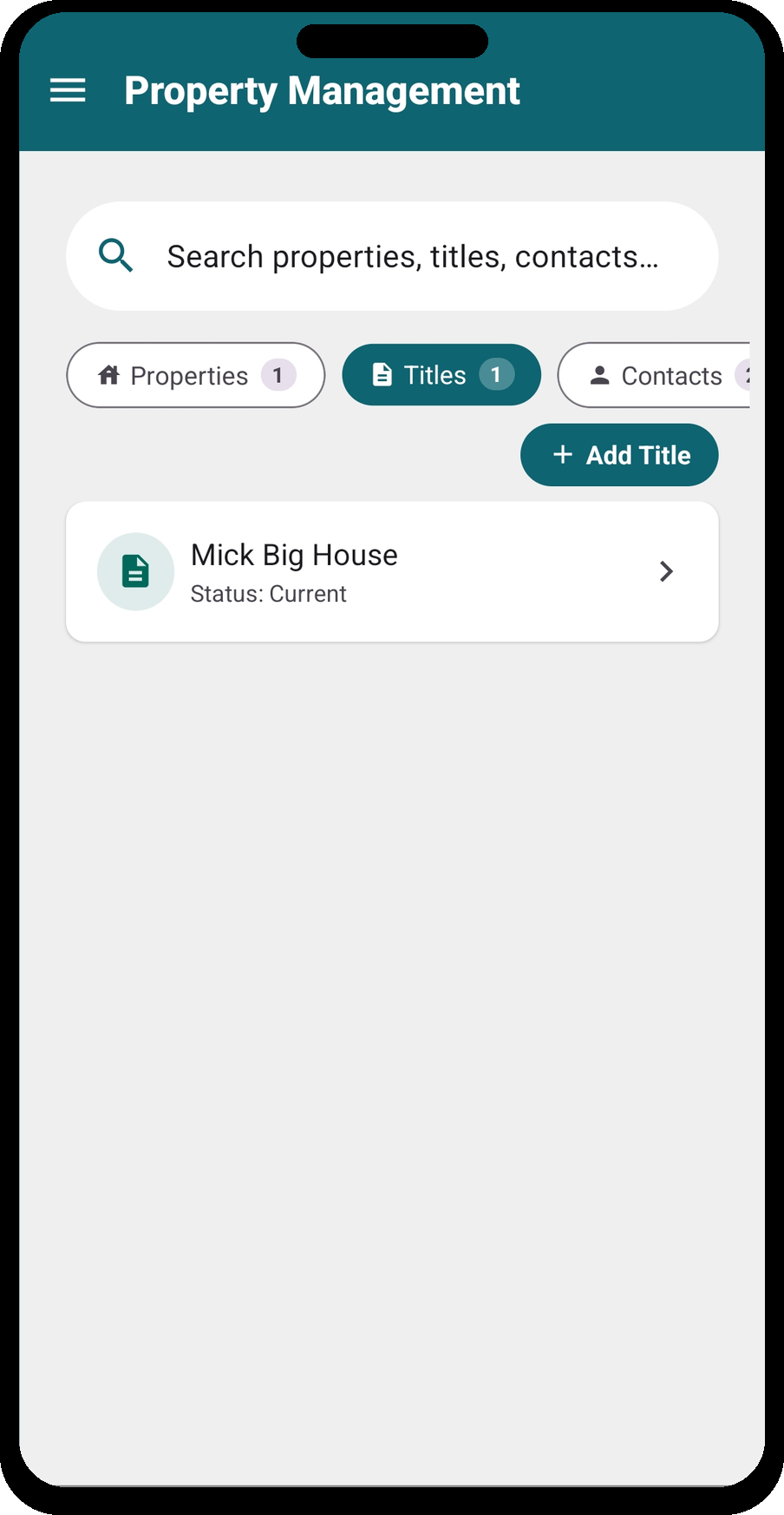 Property Management — Titles tab